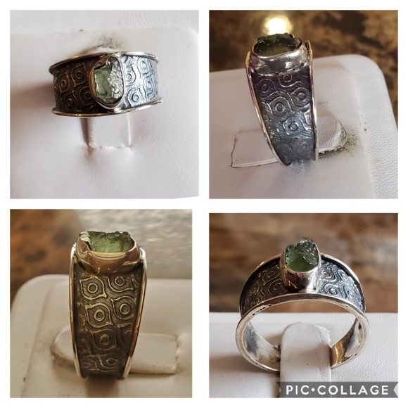 Genuine Czech Moldavite Ring Size 8 - Picture 3 of 8